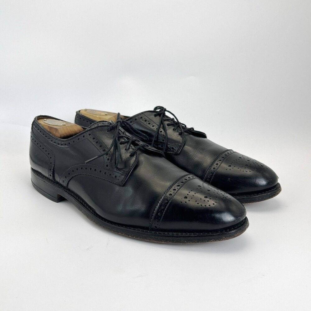 Allen Edmonds Sanford Dress Shoes Mens 10.5 E Black Calf Leather Cap Toe Brogue